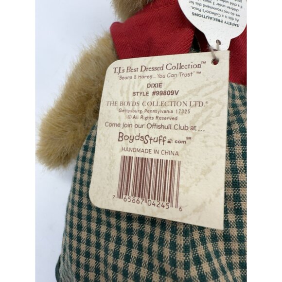 Vintage Boyd's Bears 8"Teddy Bear Plush Dixie with Lady Bug & Bow 2001 Tags - Picture 6 of 12
